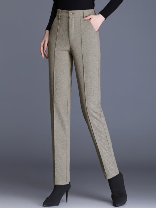 Suit Pants Women Autumn and Winter High-waisted Pants Women clothing Thickened Woolen Ankle-Length Pants Slim Casual Pants women