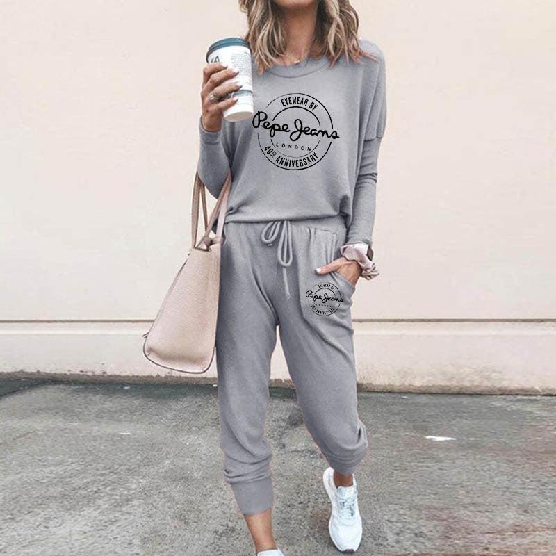 High Quality Women&#39;s Tracksuit Casual Daily Sports Home Wear Woman Shrink Sleeves Sweatshirt +Sweatpants Two-piece Suit(7colors)