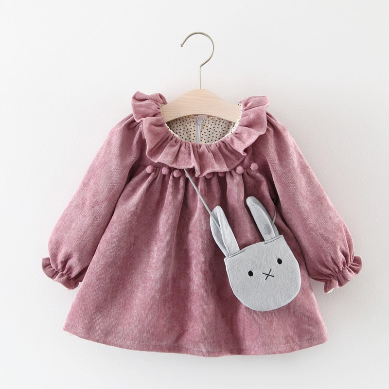 Menoea Infant dress Autumn 2022 Baby Girl Clothes Newborn Kids Long Sleeve Dresses Children Girl Cartoon Bear Pattern Cute Dress