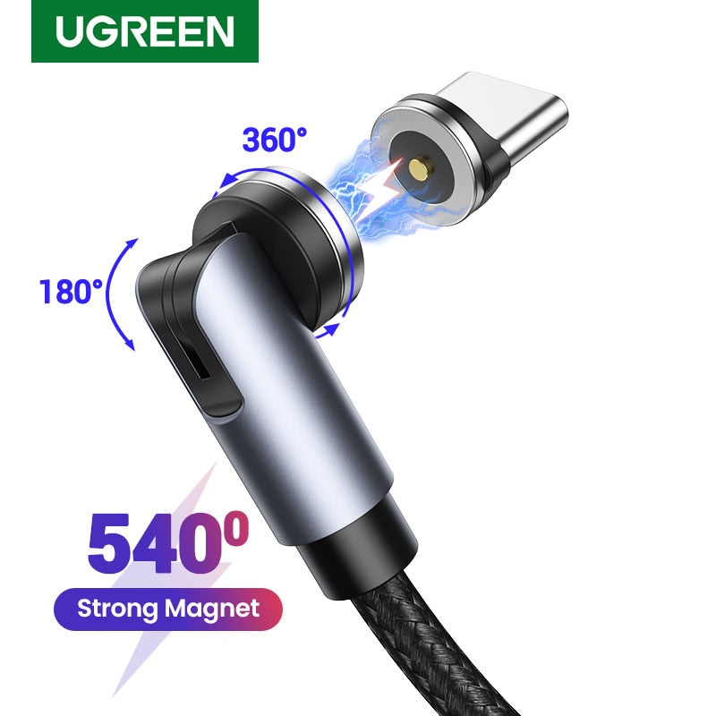 UGREEN USB Magnetic Charging Cable 540 Degree Rotating Fast Charging USB Type C Phone Charger Data Cable USB Type C Charging