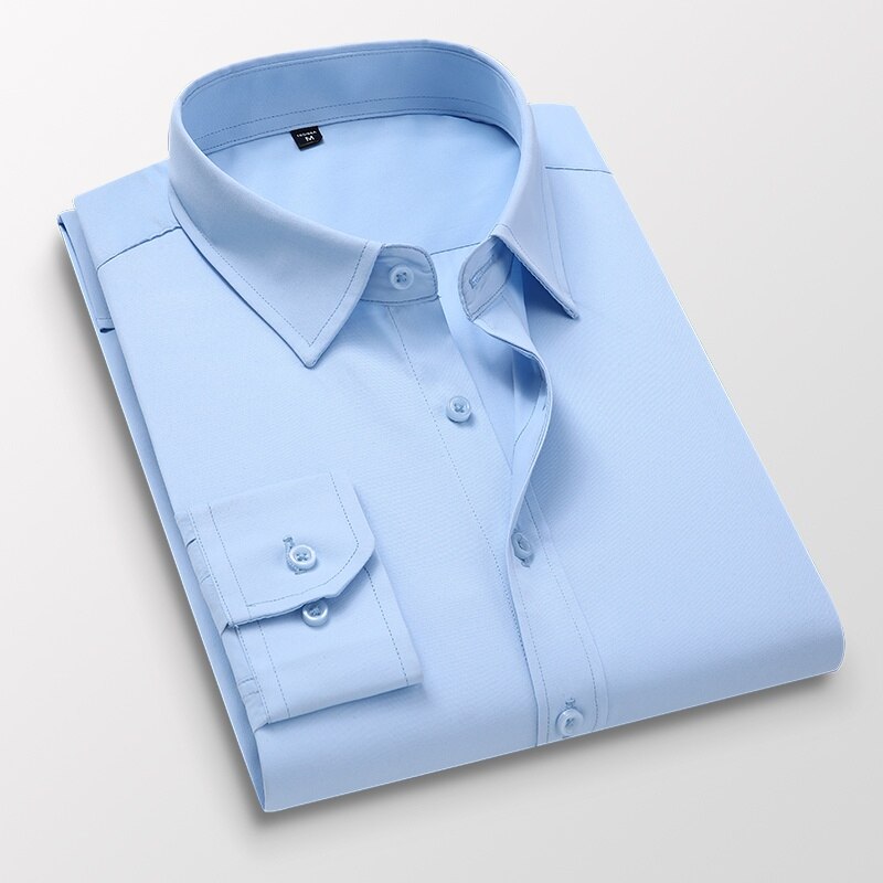 New Luxury Men&#39;s Shirt Business Casual Smooth Soft Comfort Slim Fit Solid Color Long/Short Sleeve Dress Shirt Gift for Men