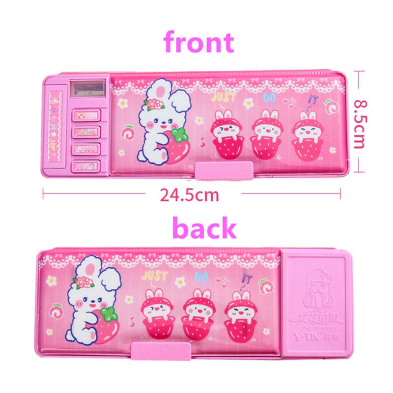 Mechanical deformation combination lock stationery box girl cute pencil case school student pencil box Cartoon plastic pen case