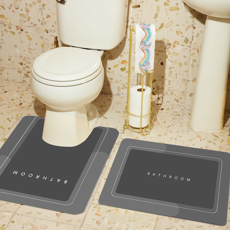 2pcs/Set Bathroom Mat Set Nappa Toilet Mat Non-slip Bath Rug Water Absorbent Entrance Doormat Shower Floor Carpet felpudo