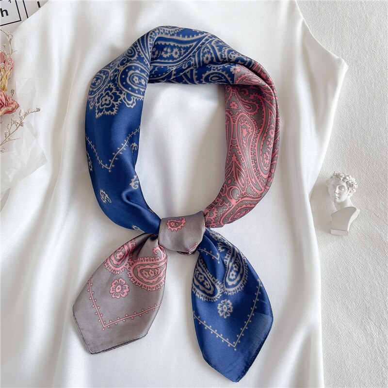 Design Silk Feeling Square Scarf Women Luxury 70cm Shawl Wraps Female Hair Hand  Wrist Foulard Headkerchief Hijab Bandana New