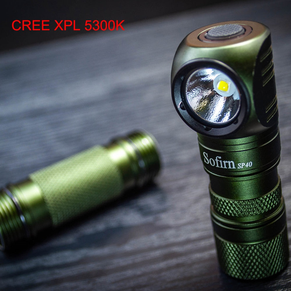 Sofirn SP40 LED Headlamp XPL 1200lm 18650 USB Rechargeable Headlight 18350 Flashlight with Power Indicator Magnet Tail