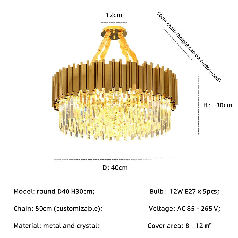 Modern Luxury Shiny Gold E14 Led Pendant Lights Dining Room Lustre Crystal Led Droplight Indoor Lighting Suspend Lamp Fixtures