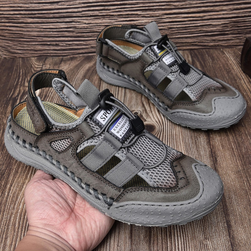 New Mens Sandals 2023 Summer Breathable Mesh Sandals Men Outdoor Casual Lightweight Beach Sandals Fashion Men Shoes Large Size
