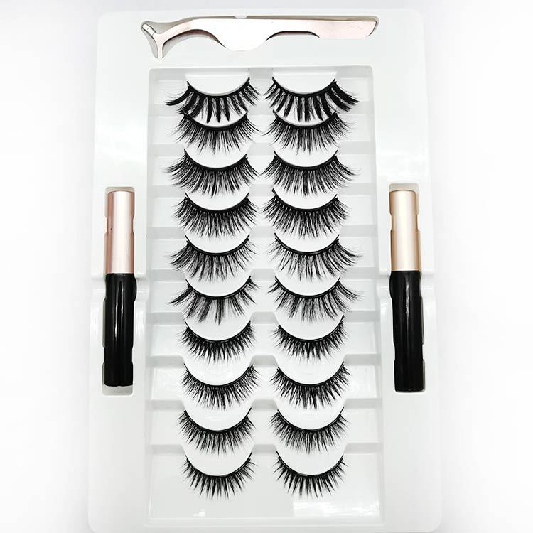 10 Pairs Magnetic Eyelashes Wholesale Makeup Set Natural Slender Set Glue-Free Magnetic Magnet False Eyelashes New Lash Boxes