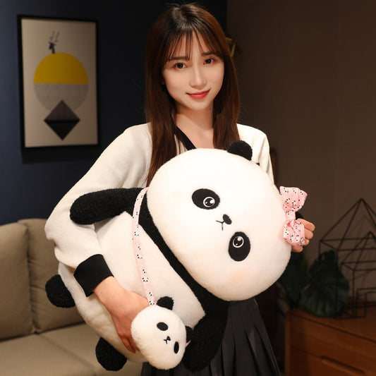 Fatty Round Panda Plush Toy Soft Animal Bolster Pillow Bear Stuffed Plushie Children Sleeping Pillow Home Decoration Friend Gif