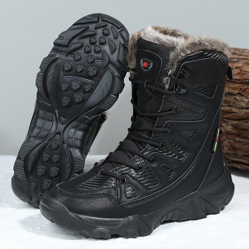 2022 Winter Men&#39;s Boots Large Size Plush Warm Snow Boots Outdoor Combat Boots Army Boots Black Classic Men High Top Hiking Boots