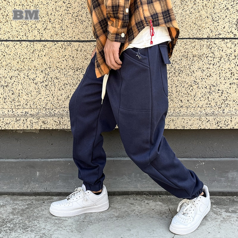 Japanese High Quality Streetwear Loose Oversized Sweatpants Men Kpop Korean Hip Hop Harem Jogging Pants Harajuku Casual Joggers