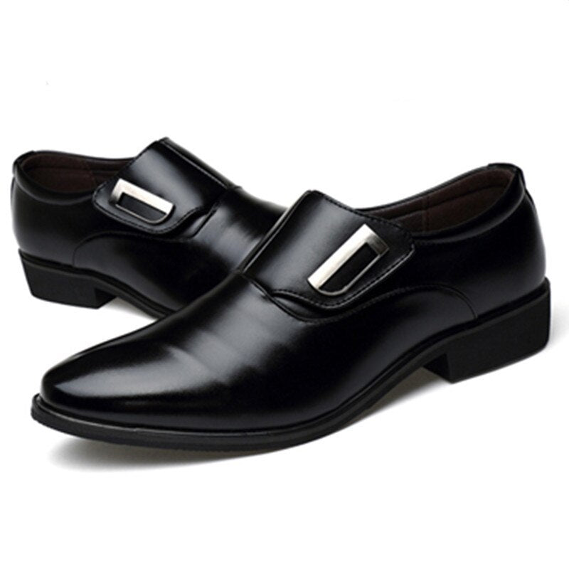 Hot Sales Luxury Brand PU Leather Fashion Men Business Dress Loafers Pointy Black Shoes  Breathable Formal Wedding Shoes 38-48