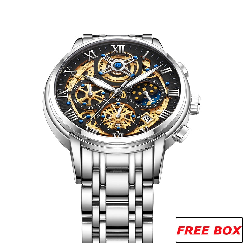 LIGE Gold Luxury Watch Men Quartz Steel Waterproof Sport Watches Wristwatch Military Chronograph Date Clock Relogio Masculino