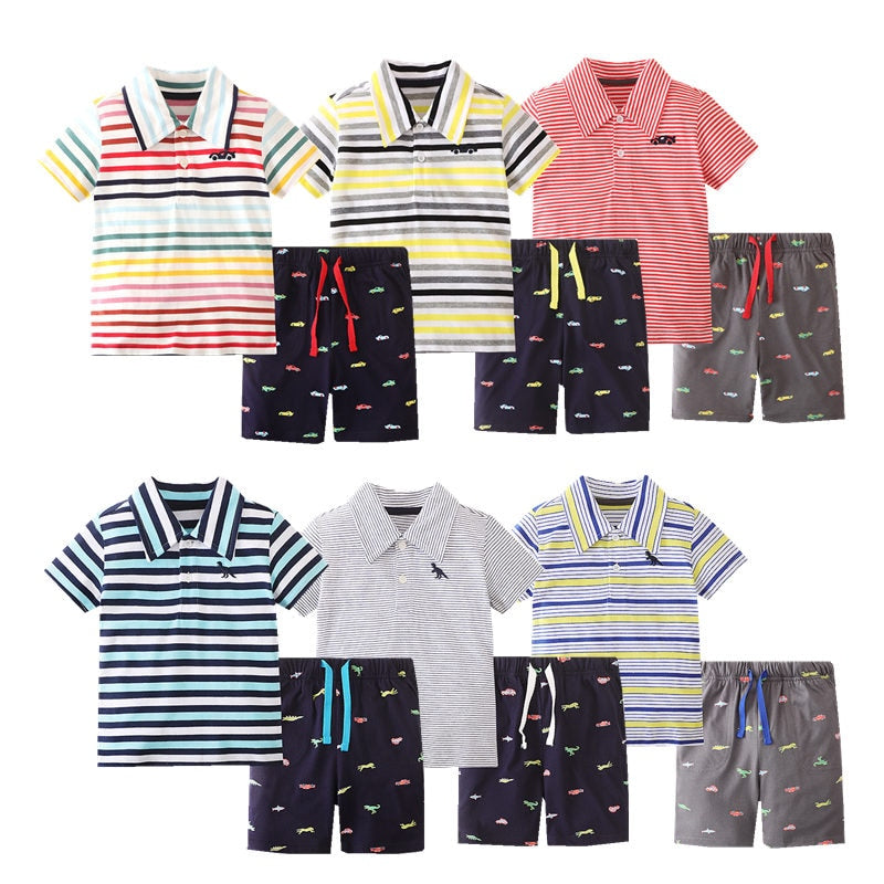 Summer 2022 New Children&#39;s Suit Boys&#39; Short Sleeve T-shirt + Shorts Two-piece Set Summer kids clothing Cotton Children&#39;s Clothes