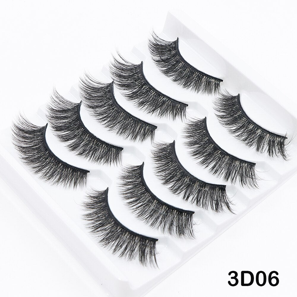 5Pairs Thick Faux 3D Mink Lashes Natural Long False Eyelashes Dramatic Fake Lashes Makeup Handmade Eyelash Extension maquiagem