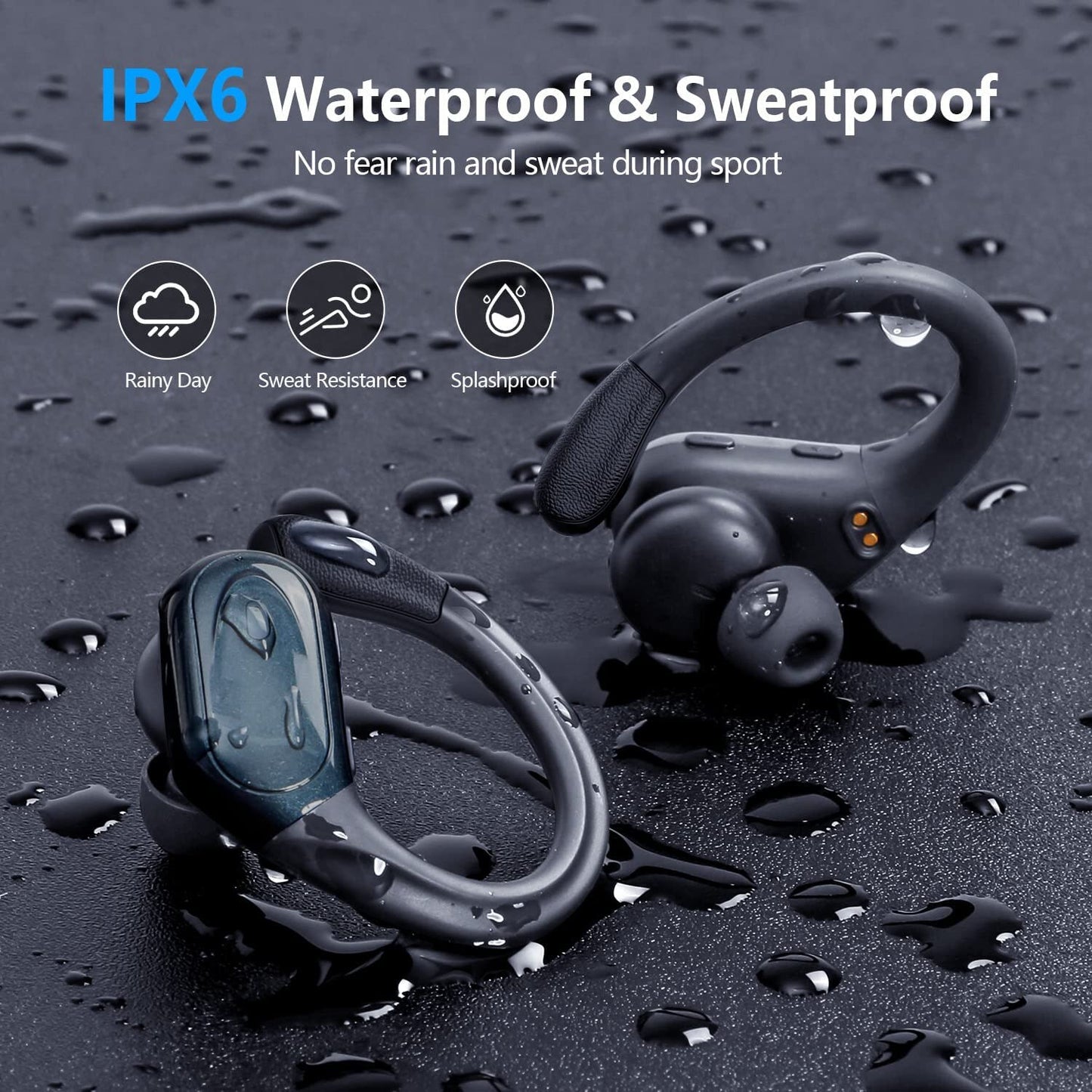 TWS Bluetooth 5.3 Earphones True Wireless Headphones With Mic Button Control Noise Reduction Earhooks Waterproof Sports Headset