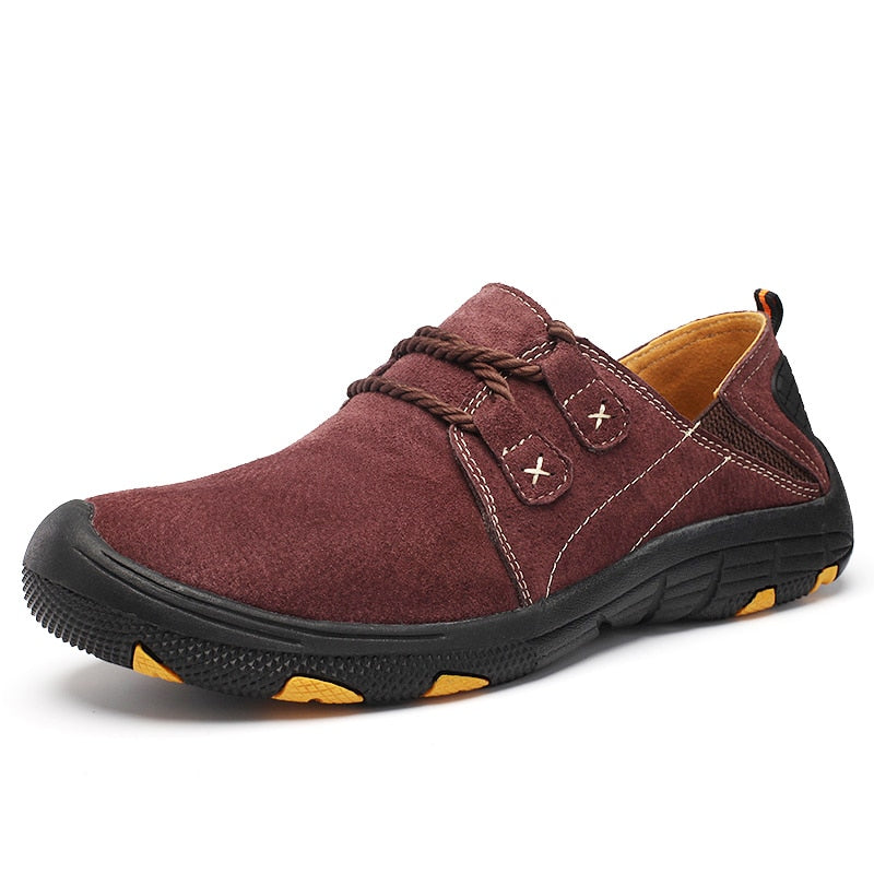 Comfortable Men Sneakers Leather Casual Men Shoes Outdoor Wear-Resistant Suede Leather Walking Shoes Man Breathable Work Shoes