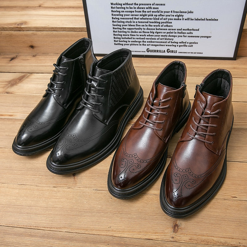 Leather Shoes Men Boots Winter Formal Leather Oxfords Boots Shoes Dress Business Boots Men Chelsea Autumn ankle boots men
