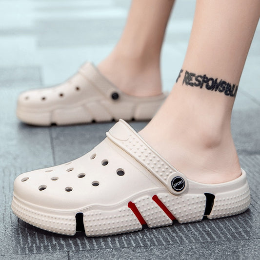 Comwarm Summer Men&#39;s Slippers Summer Anti-Slip Clogs Garden Shoes Hole Shoes For Women Outdoor Couple Beach Sandals Home Slides