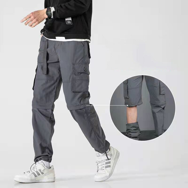 2022 Summer Cargo Pants Men Fashion Solid Color Lightweight Quick-drying Long Trousers for Men Casual Multi Pockets Sweatpants