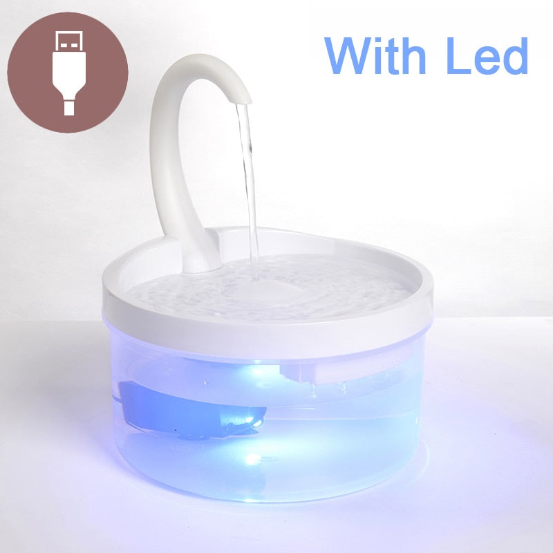 2L Cat Water Fountain LED Blue Light USB Powered Automatic Water Dispenser Cat Feeder Drink Filter For Cats Drinking Fountain