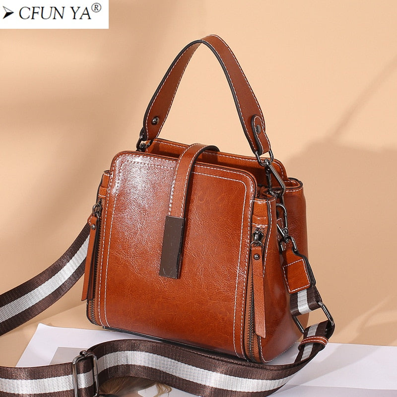 CFUN YA Luxury Genuine Leather Square Bag For Women Autumn Winter Ladies Shoulder Bags Crossbody Messenger Pack Female Handbag