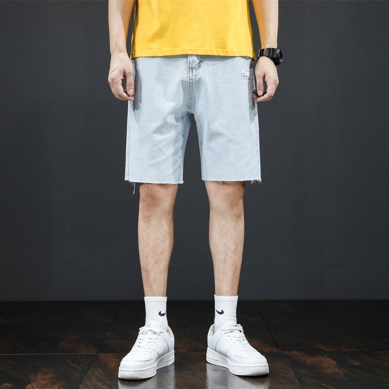 Summer Thin Light Blue Denim Shorts Men&#39;s Straight Loose Wide Leg Pants Fashion Versatile Casual Shorts
