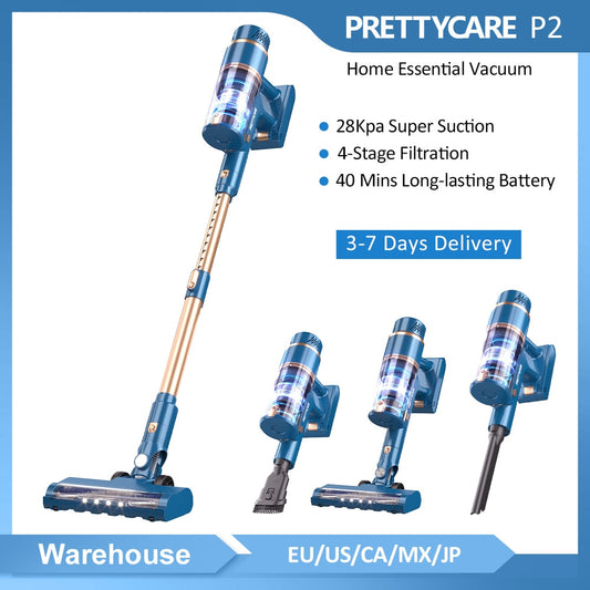 PRETTYCARE P2 Cordless Vacuum Cleaner Stick Vacuum with 28Kpa Powerful Suction 6-in-1 Vac with Brushless Motor Cleaner