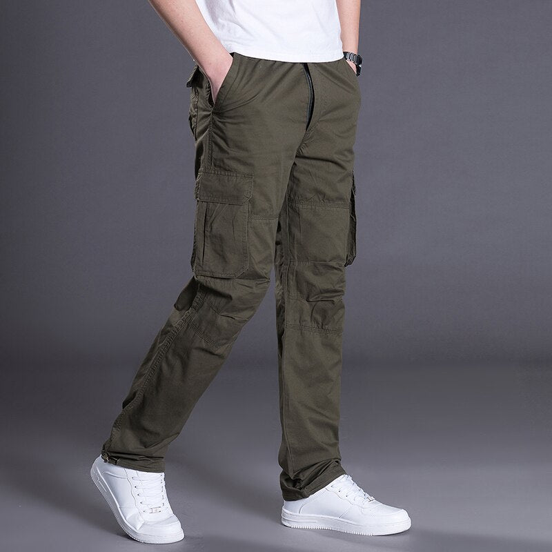 New Cargo Pants Men Spring Autumn Cotton Multi Pockets Streetwear Pants 2022 Military Camouflage Elastic Waist Long Trousers