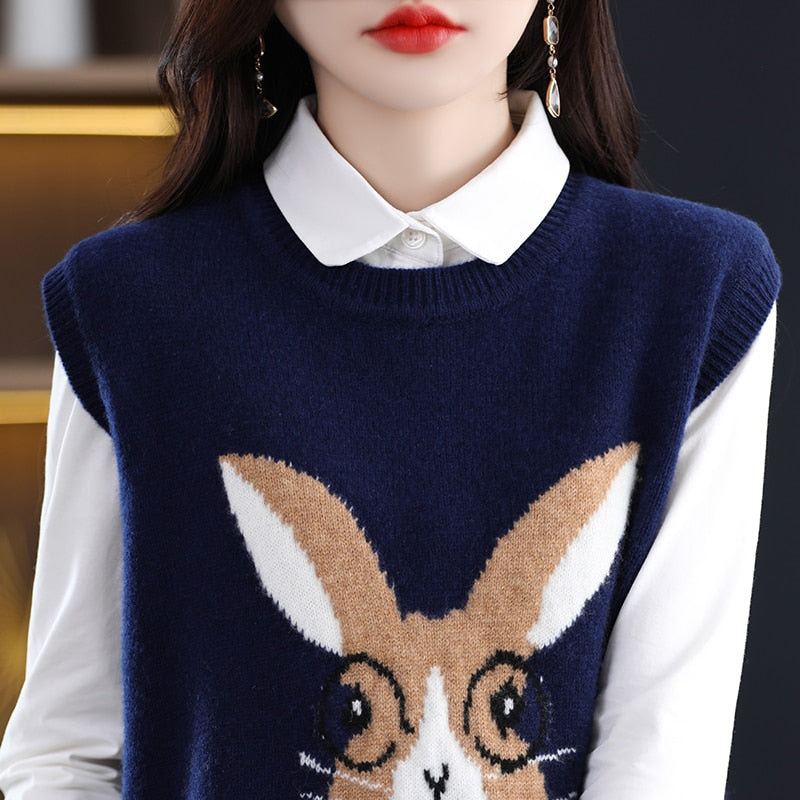 2023 Year Of The Rabbit Pullover Vest Women&#39;s Christmas New Year Red Spring Festival This Life Year Wool Vest Free Of Charge