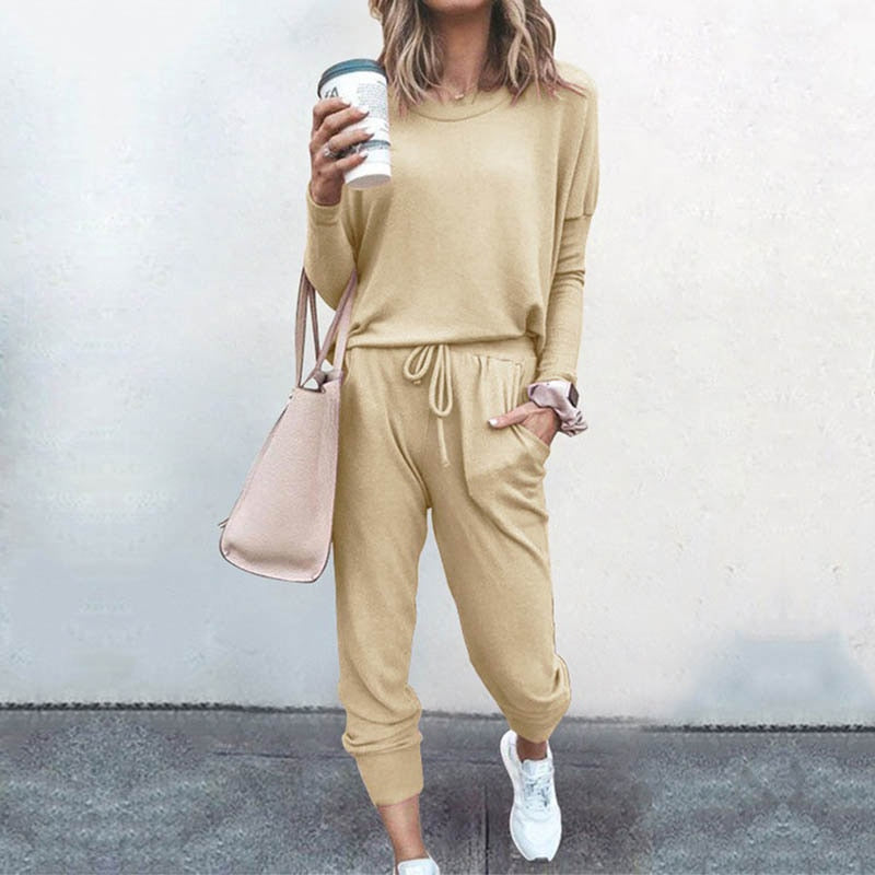 2022 Women&#39;s Spring and Autumn Clothing New Casual 2 Piece Sets Solid Color Tracksuit Woman Pullover + Pants Ladies Suit 7colors