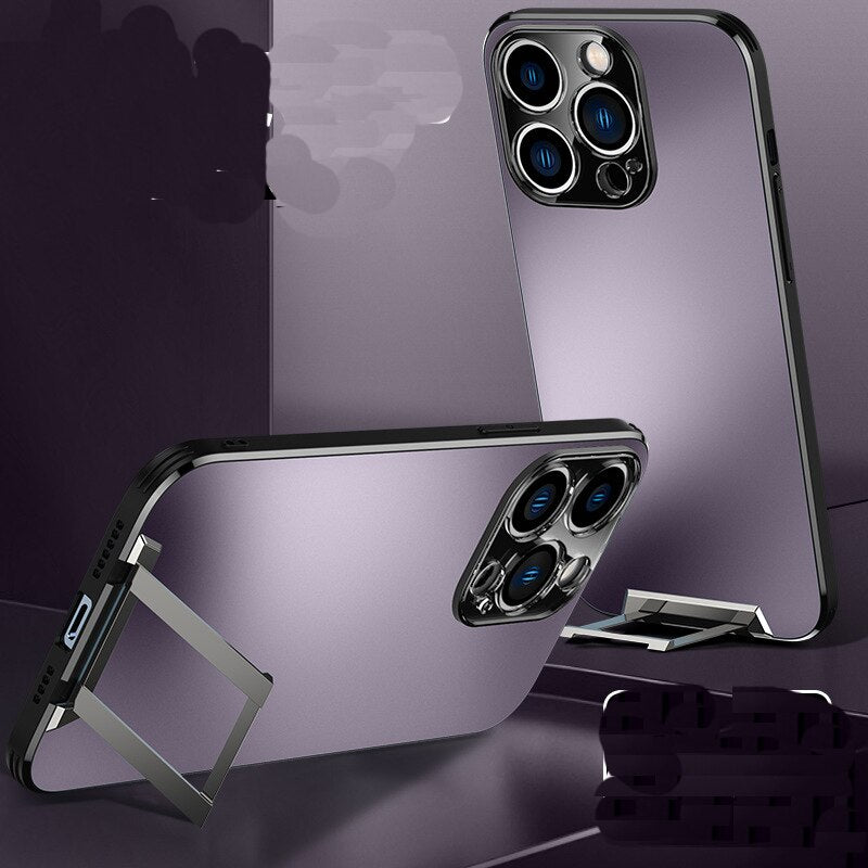 For iPhone 14 Pro Max Phone Case Metal Invisible Bracket Stand Back Cover For iPhone 13 Pro Max 14 Plus Magsafe Magnetic Case
