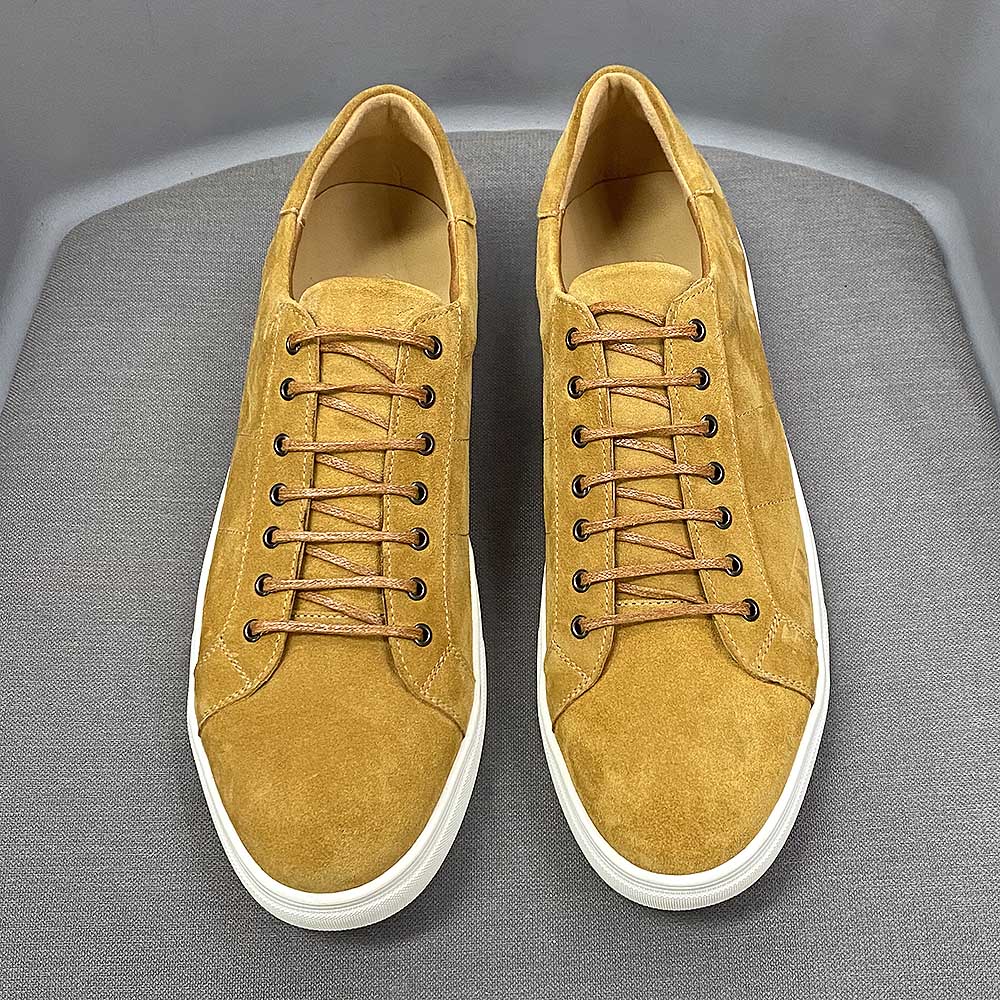 Classic Fashion Men&#39;s Flat Derby Casual Shoes Cow Suede Leather Daily Commuting Lace-Up Soft Sole Nubuck Sneakers for Men