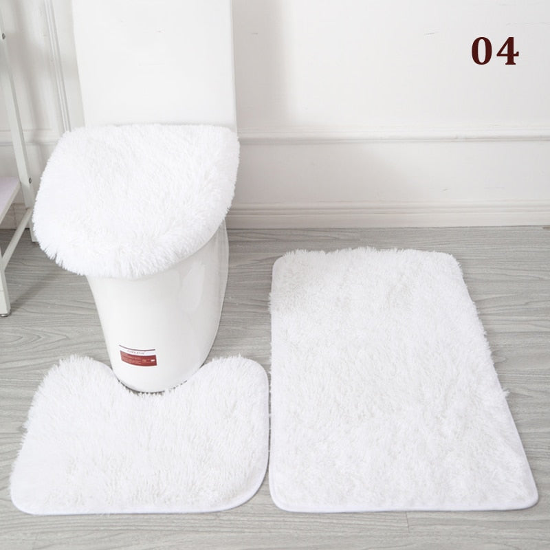 30Styles 3Pcs Plush Toilet Lid Cover Mat Set Anti Slip Anti-static Soft Bathroom Shower Carpets Wear-resistant Floor Rugs