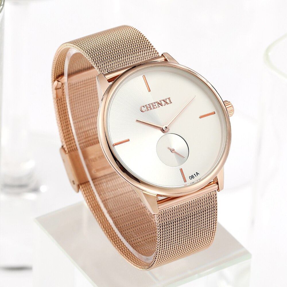 CHENXI Brand New Fashion Couple Wristwatches Waterproof Men Clock Lover Rose Gold Women Dress Watches Ladies Quartz Watch Gift