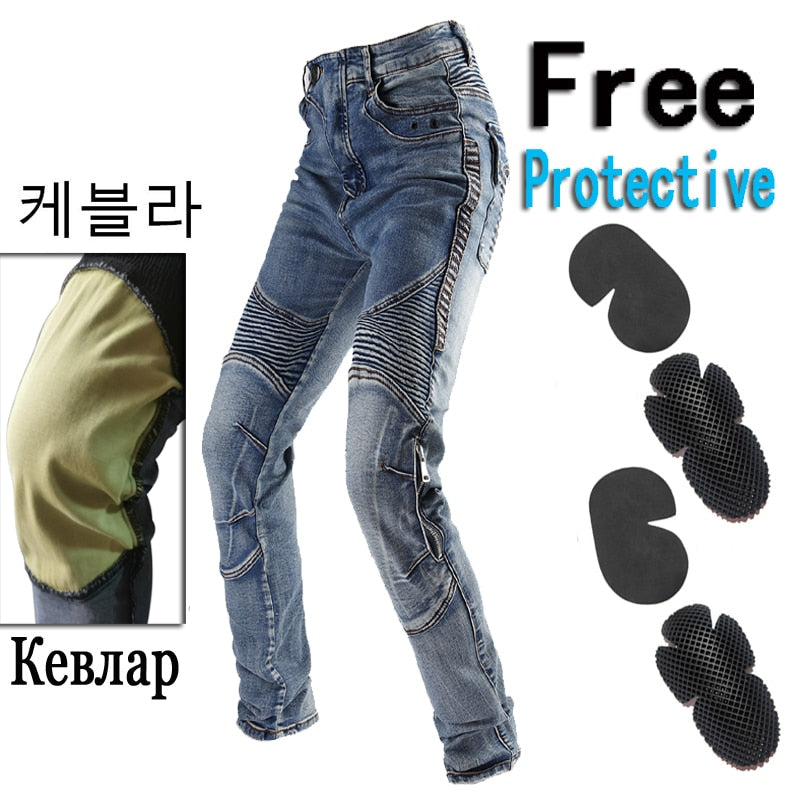 Kevlar Motorcycle Pants Moto Protection Motocross Jeans Rodilleras Moto Jeans Men Motocross Pants Four Seasons Breathable XS 5XL