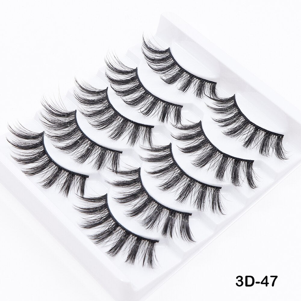 5Pairs Thick Faux 3D Mink Lashes Natural Long False Eyelashes Dramatic Fake Lashes Makeup Handmade Eyelash Extension maquiagem