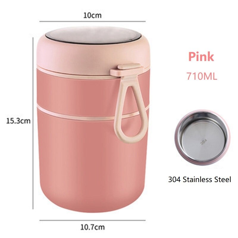 710ML Lunch Box 304 Stainless Steel Insulated Soup Cup With Spoon Food Thermal Jar Insulated Soup Thermos Container for Children