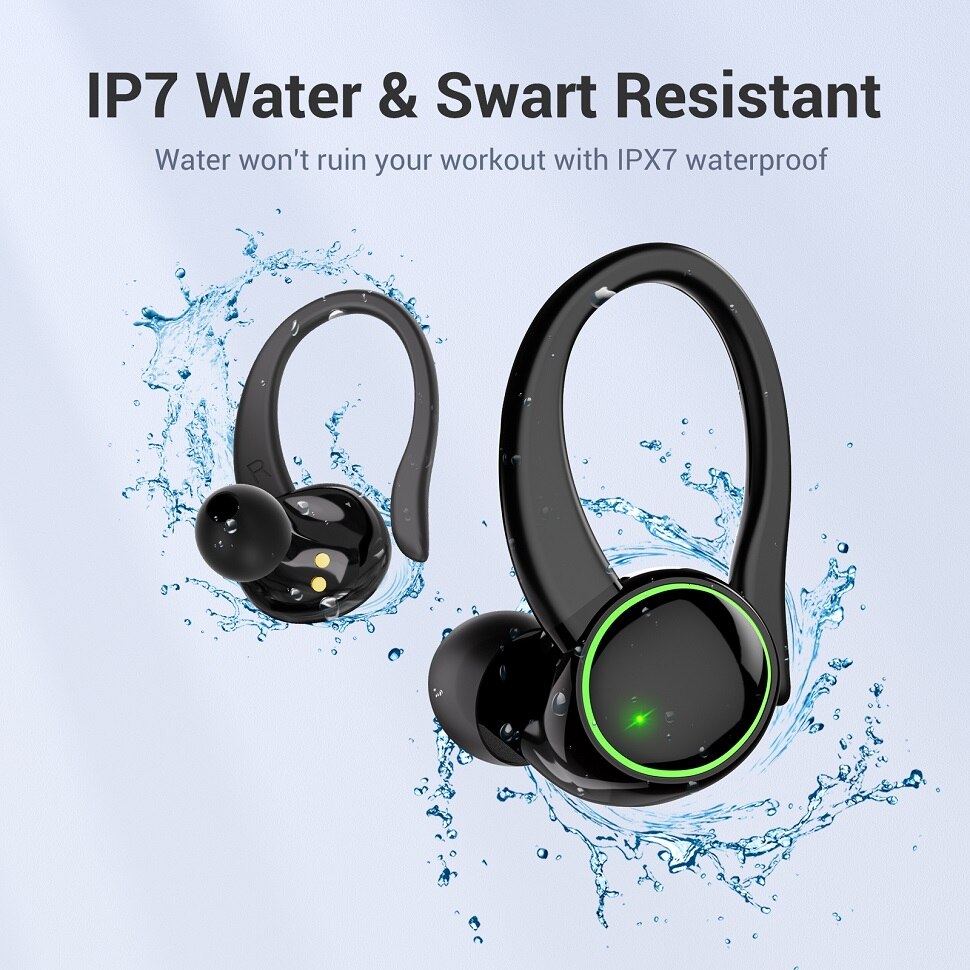 Bluetooth 5.3 Headphones 3D Stereo Headset, 40H Touch Control Over Ear Headphones with Dual-LED Display IP7 Waterproof Earphones