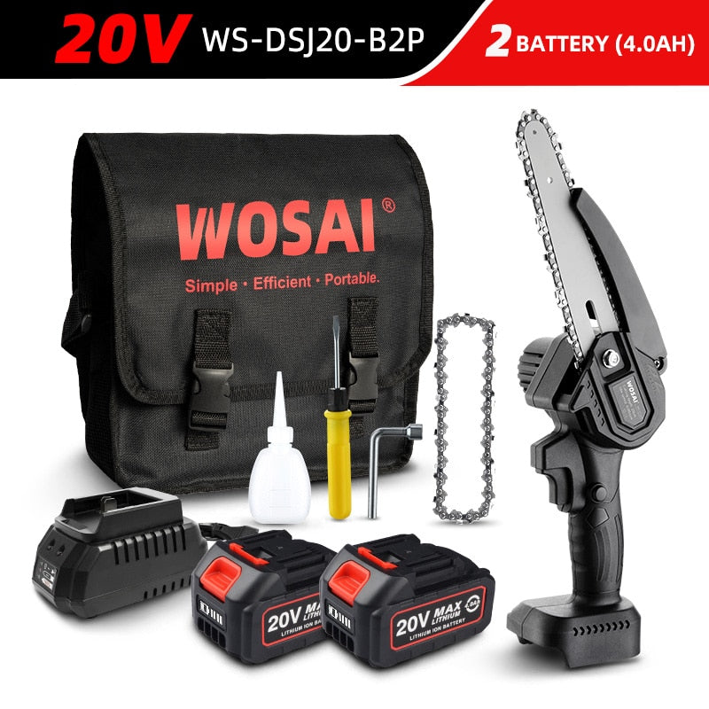 WOSAI 20V MT-Series 6 Inch Brushless chain saw Cordless Mini Handheld Pruning Saw Portable Woodworking Electric Saw Cutting Tool