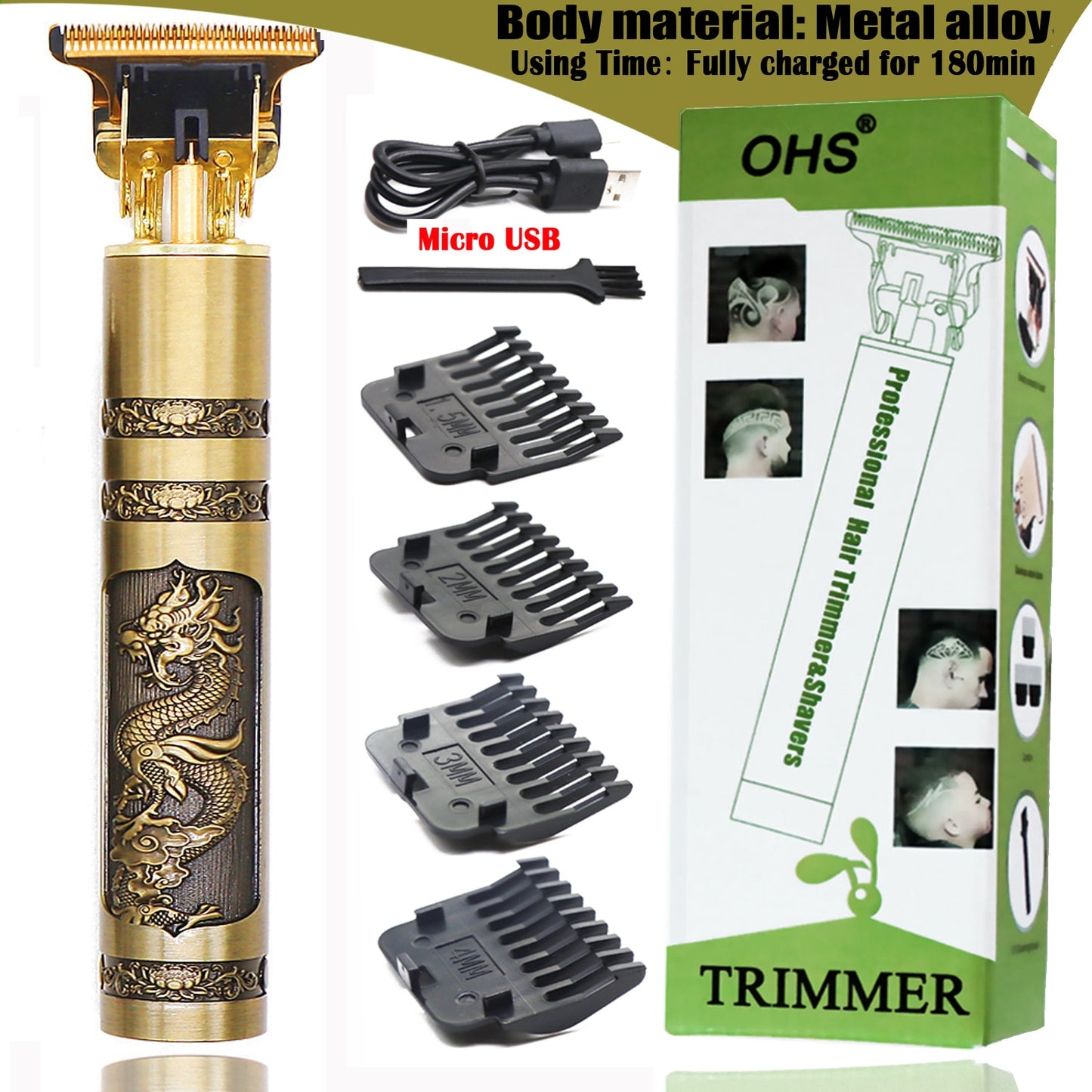 OHS T9 0mm Professional Hair Clipper Beard Trimmer Electric Razors For Men Hair Shaver Beard Barber Hair Cut Cutting Machine