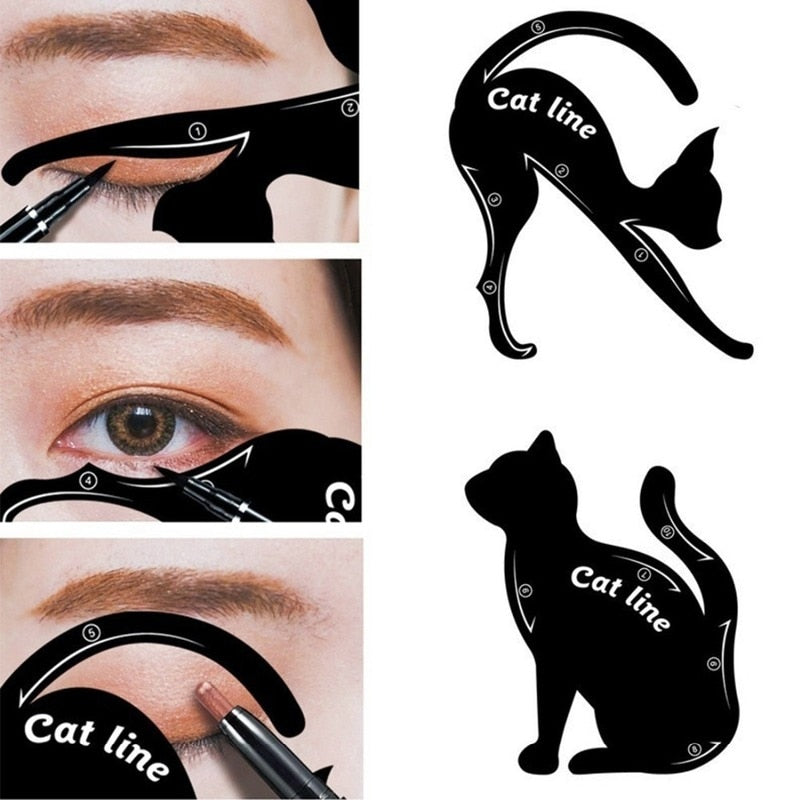 Eye Makeup Stencils Winged Eyeliner Stencil Template Shaping Tools Eyebrows Eye Shadow Makeup Template Tool Stickers Card