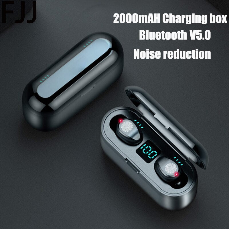 F9 TWS Bluetooth 5.0 Earphones 2000mAh Charging Box Wireless Headphone 9D Stereo Sports In-Ear Earbuds Headset HD Mic For Phone