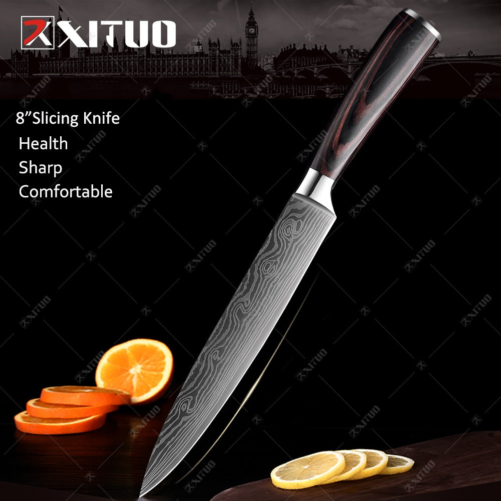 XITUO Kitchen Knives set 1-10PCS Chef knife High Carbon Stainless Steel Santoku knife Sharp Cleaver Slicing Knife Best Choice