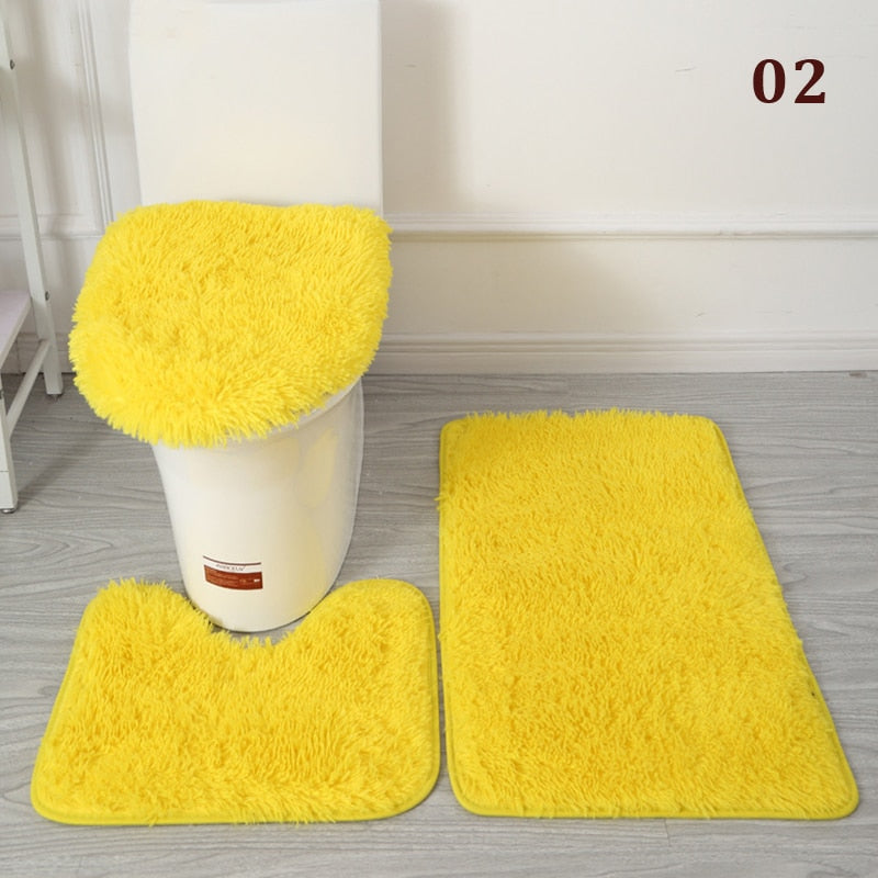 30Styles 3Pcs Plush Toilet Lid Cover Mat Set Anti Slip Anti-static Soft Bathroom Shower Carpets Wear-resistant Floor Rugs