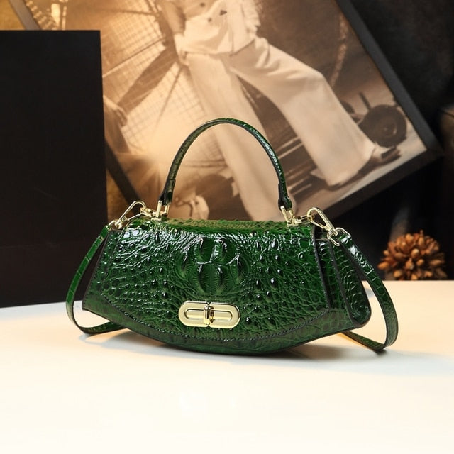 Luxury Fashion Genuine Leather Women Bag Crocodile Pattern 2022 Ladies Handbag Crossbody Bag Commuter Design Shoulder Saddle Bag