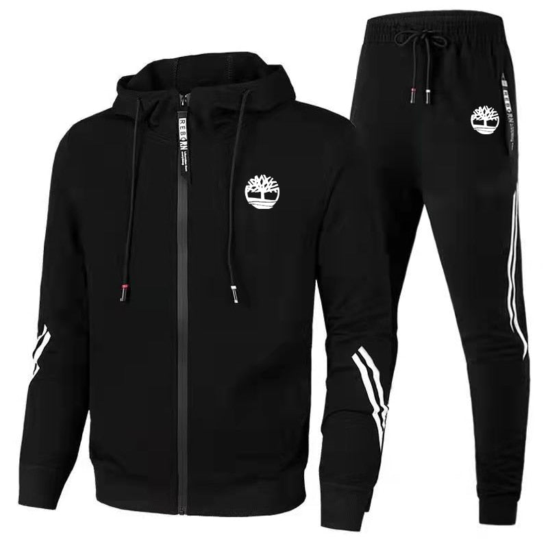 New Men&#39;s Tracksuits Fashion Print Autumn Winter Man Zipper Hoodie + Sweatpants Sets Running Brand Casual High Quality Sport Kit