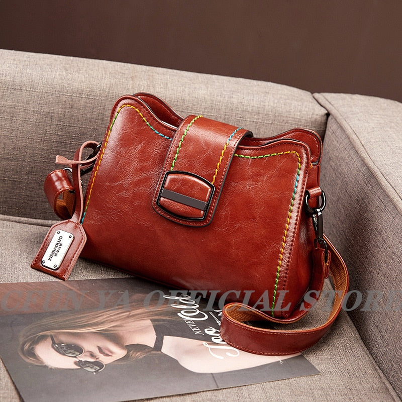 CFUN YA  Solid Color PU Leather Bucket Crossbody Bags for Women Fashion Brand Designer Handbags and Purse Ladies Shoulder Pack