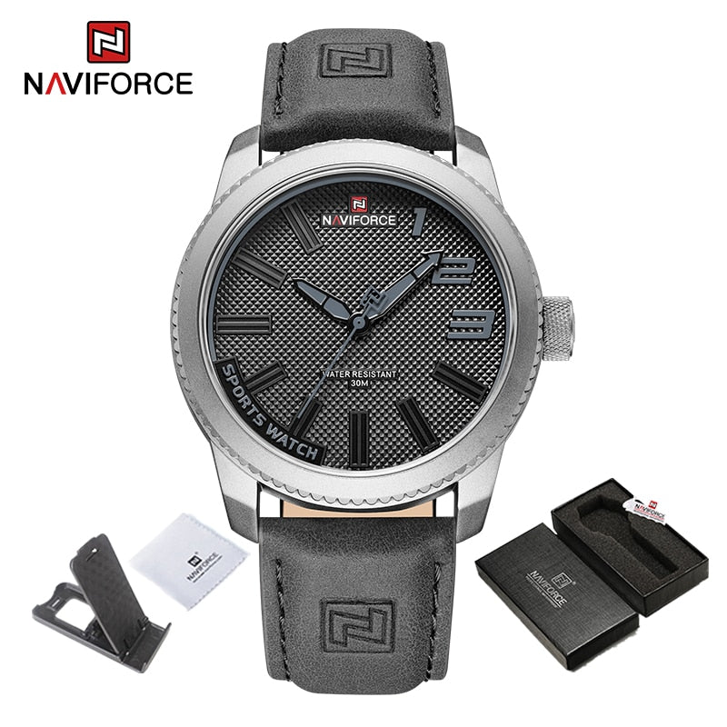 NAVIFORCE Popular Male Wristwatch Military Sports Shockproof Waterproof Leather Watch Men Fashion Casual Clock Relogio Masculino