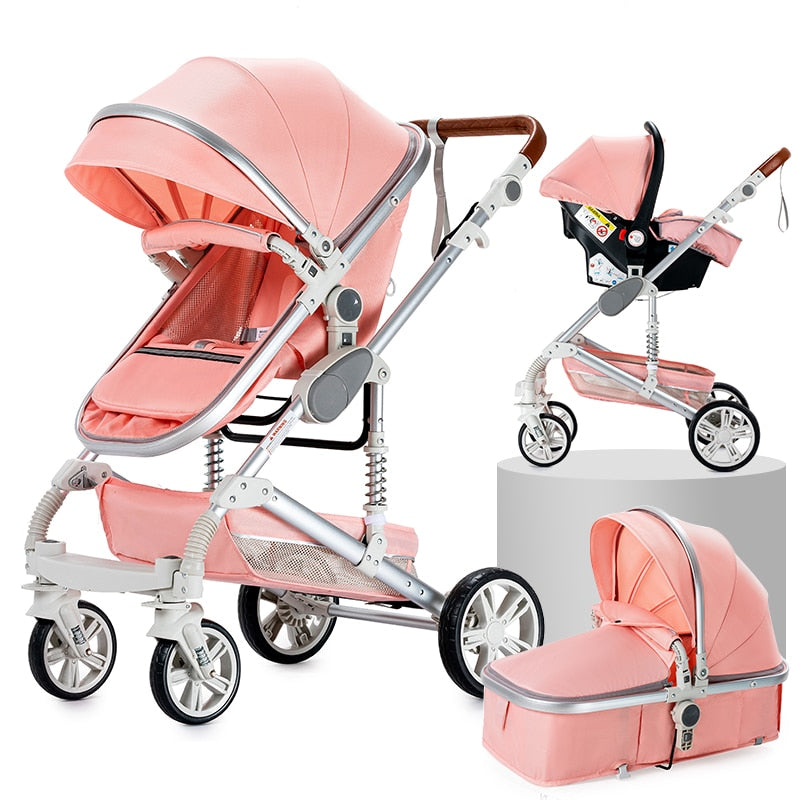 Baby Stroller 3 in 1 Portable Travel Baby Carriage Folding Prams Aluminum Frame High Landscape Car for Newborn Baby